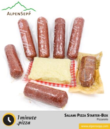 Salami Starter Pizza-Box "PIZZAIOLO" | Salami & Salami vom Wild für "Wilde Pizzen" + Reibkäse Mischung | Höchstgenuss mit 1minute.pizza
